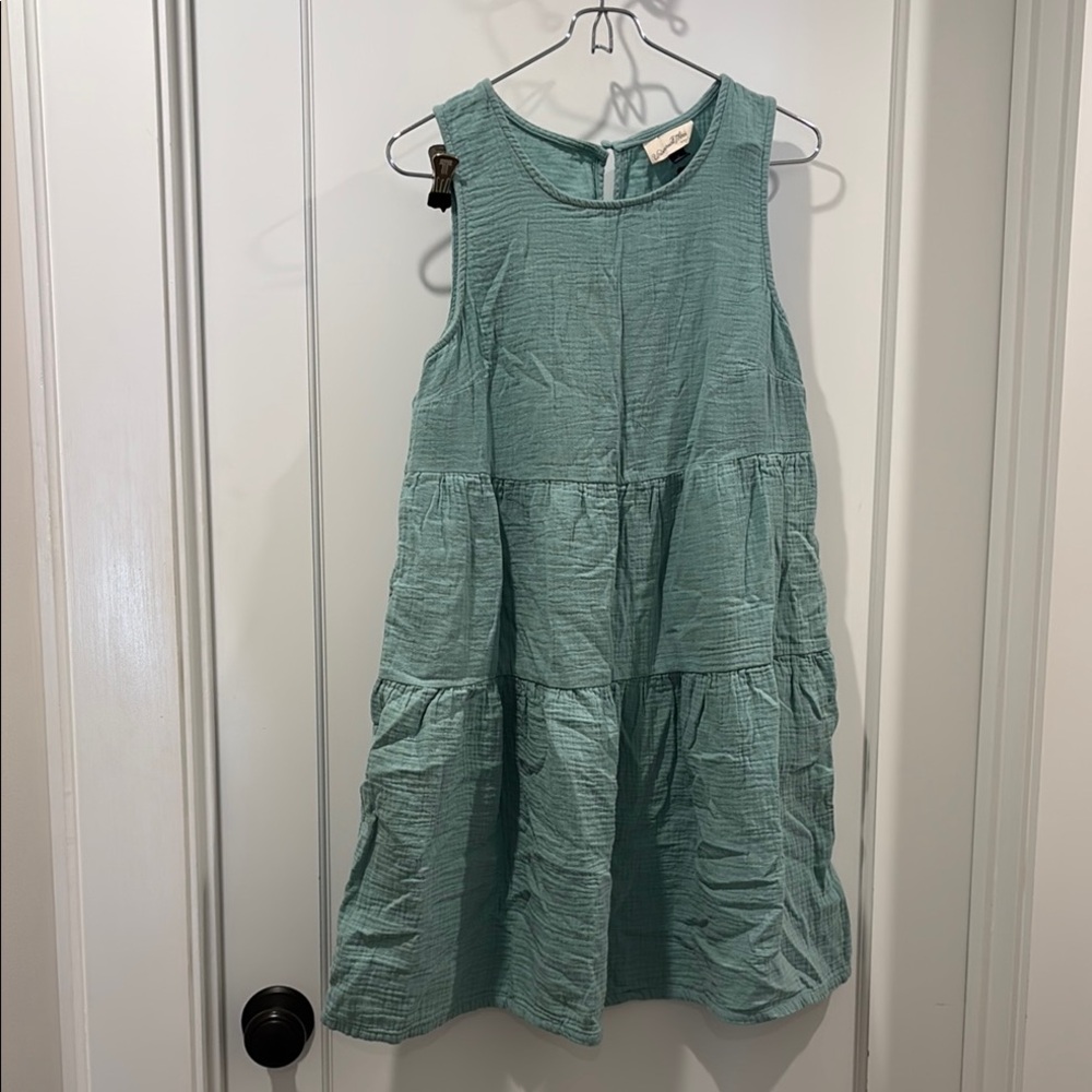 Sleeveless Teal Tiered Dress with pockets
